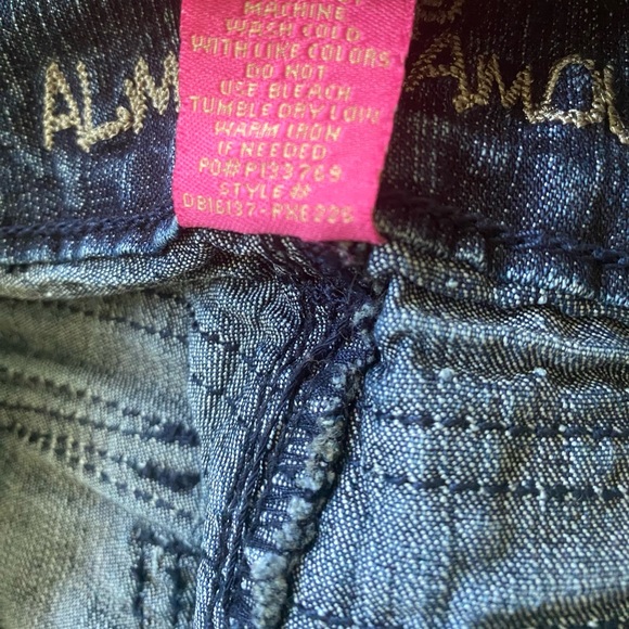 Almost Famous Jeans Women’s Juniors 3 Blue Denim Distressed Skinny Pockets Dark - Picture 3 of 10